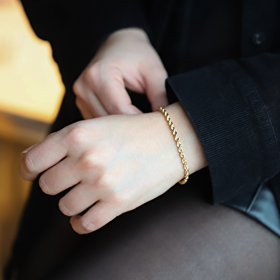 14 Ayar Sarı Altın Halat Bileklik