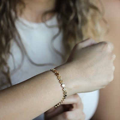 14 Ayar Sarı Altın Yıldız Bileklik