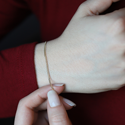 14 Ayar Sarı Altın Zincir Bileklik