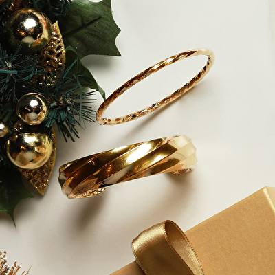 14 Ayar Sarı Altın Burgu Kelepçe Bilezik