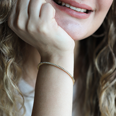 14 Ayar Sarı Altın Su Yolu Kelepçe Bilezik