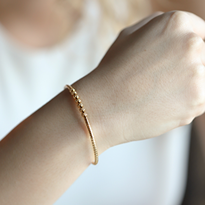 14 Ayar Sarı Altın Taşlı Kelepçe Bilezik