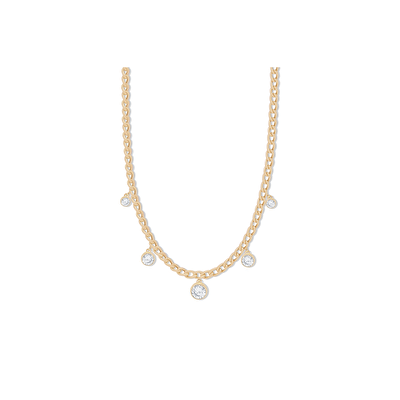 14 Ayar Sarı Altın Taşlı Choker Kolye