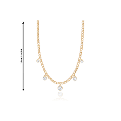 14 Ayar Sarı Altın Taşlı Choker Kolye