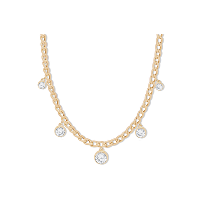 14 Ayar Sarı Altın Taşlı Choker Kolye