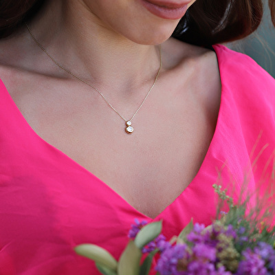 14 Ayar Sarı Altın Taşlı Kolye