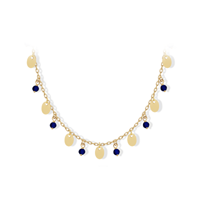 14 Ayar Sarı Altın Siyah Taşlı Kolye