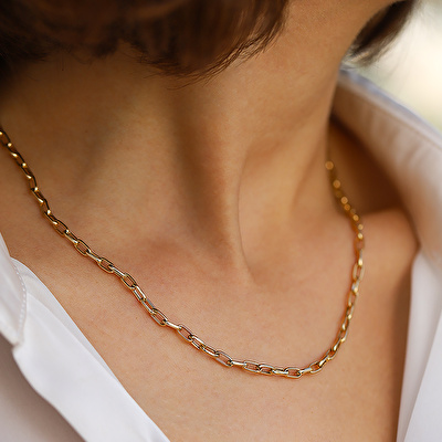 14 Ayar Sarı Altın Ataç Zincir