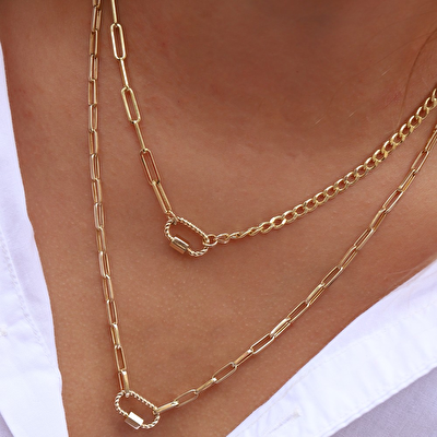 14 Ayar Sarı Altın Ataç Zincir Kolye