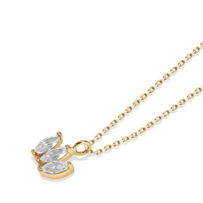 14 Ayar Sarı Altın Minimal Taşlı Kolye