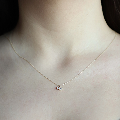 14 Ayar Sarı Altın Minimal Taşlı Kolye