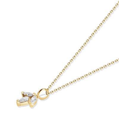 14 Ayar Sarı Altın Minimal Taşlı Kolye