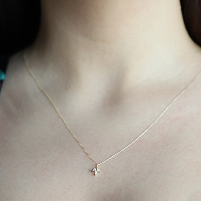 14 Ayar Sarı Altın Minimal Taşlı Kolye