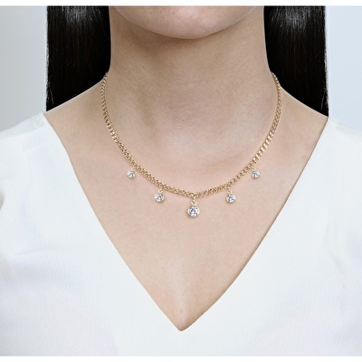 14 Ayar Sarı Altın Taşlı Choker Kolye