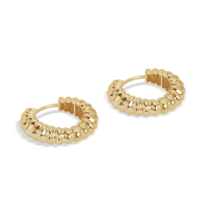 14 Ayar Sarı Altın Burgu Halka Küpe