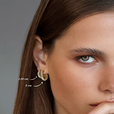 14 Ayar Sarı Altın Burgu Halka Küpe