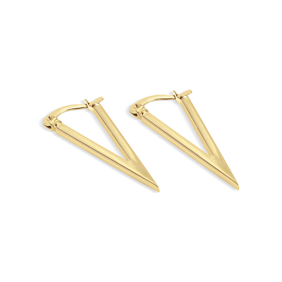 14 Ayar Sarı Altın Üçgen Küpe