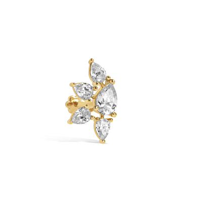 14 Ayar Sarı Altın Taşlı Tragus Piercing