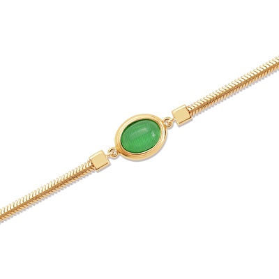 14 Ayar Sarı Altın Yeşil Taşlı Bileklik