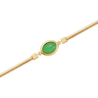 14 Ayar Sarı Altın Yeşil Taşlı Bileklik