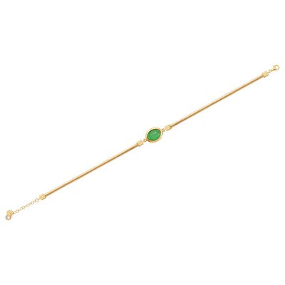 14 Ayar Sarı Altın Yeşil Taşlı Bileklik