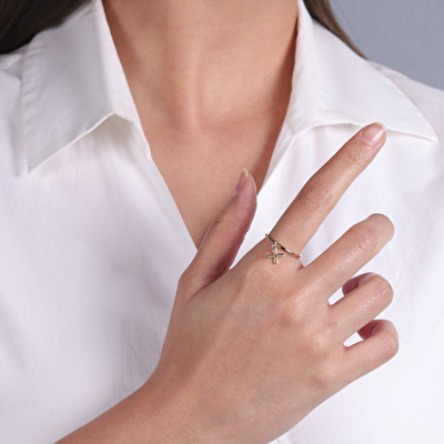 14 Ayar Sarı Altın Trend Çiçek Yüzük