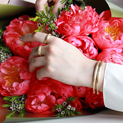 14 Ayar Sarı Altın Minimal Trend Yüzük