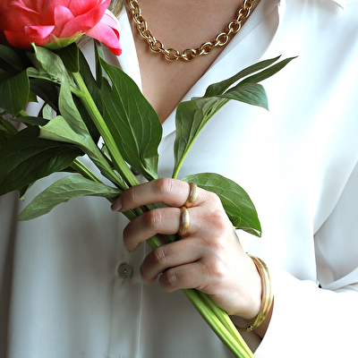 14 Ayar Sarı Altın Minimal Trend Yüzük