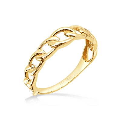 14 Ayar Sarı Altın Zincir Yüzük