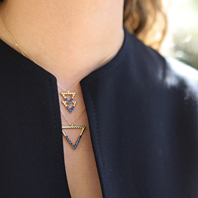 14 Ayar Sarı Altın Üçgen Figürlü Kolye