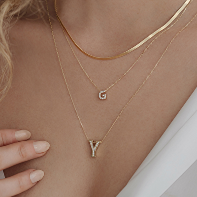 14 Ayar Sarı Altın Y Harf Kolye