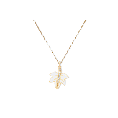 14 Ayar Sarı Altın Yaprak Çiçek Kolye