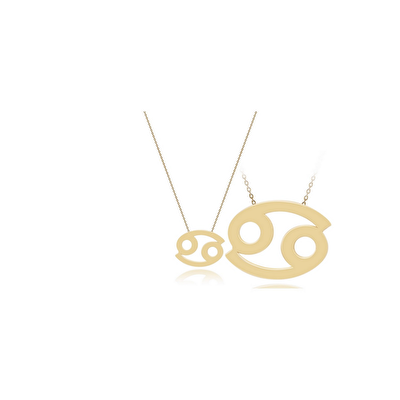 14 Ayar Sarı Altın Yengeç Burç Kolye