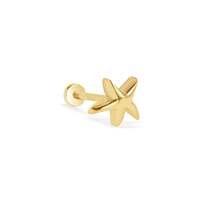 14 Ayar Sarı Altın Yıldız Tragus Piercing