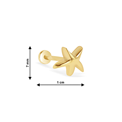 14 Ayar Sarı Altın Yıldız Tragus Piercing