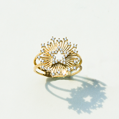 14 Ayar Sarı Altın Yıldız Figürlü Yüzük