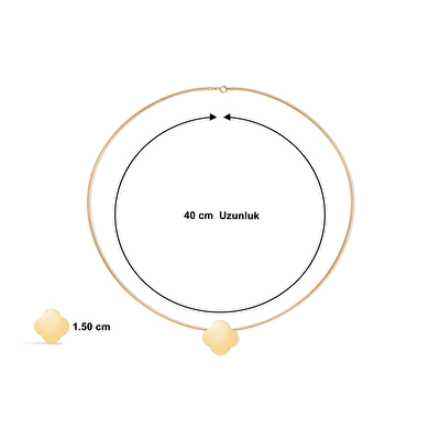 14 Ayar Sarı Altın Yonca Kolye