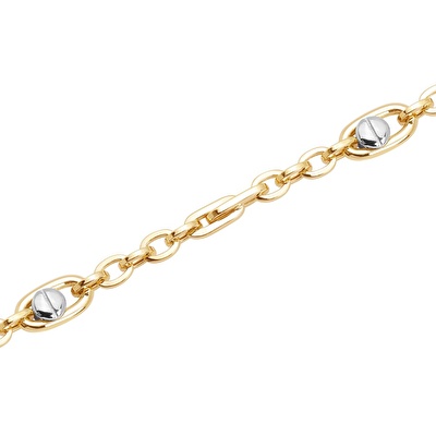 14 Ayar Sarı-Beyaz Altın Erkek Bileklik