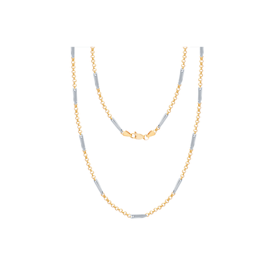 14 Ayar Sarı-Beyaz Altın Erkek Zincir