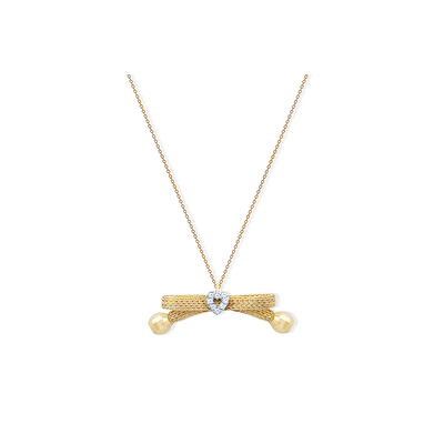 14 Ayar Sarı-Beyaz Altın Fiyonk Figürlü Kolye