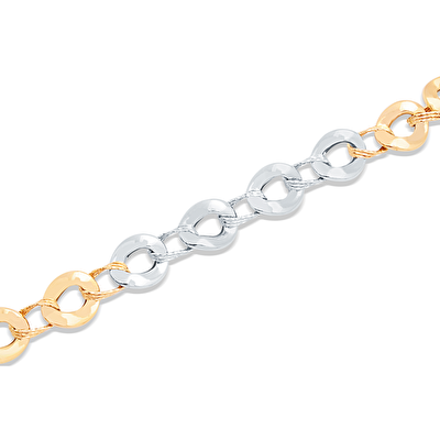 14 Ayar Sarı-Beyaz Altın Zincir Bileklik
