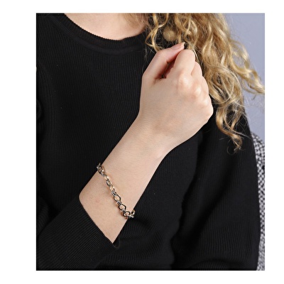 14 Ayar Sarı-Beyaz Altın Zincir Bileklik