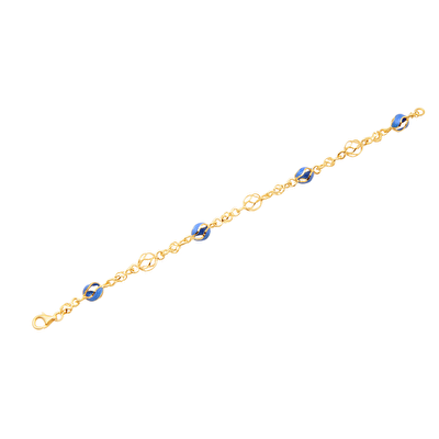 14 Ayar Sarı-Beyaz Altın Mavi Mineli Bileklik