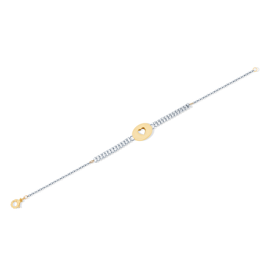 14 Ayar Sarı-Beyaz Altın Taşlı Kalp Bileklik