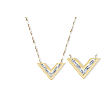 14 Ayar Sarı-Beyaz Altın Taşlı Kolye