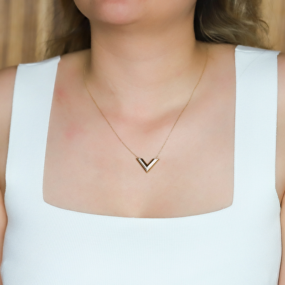 14 Ayar Sarı-Beyaz Altın Taşlı Kolye