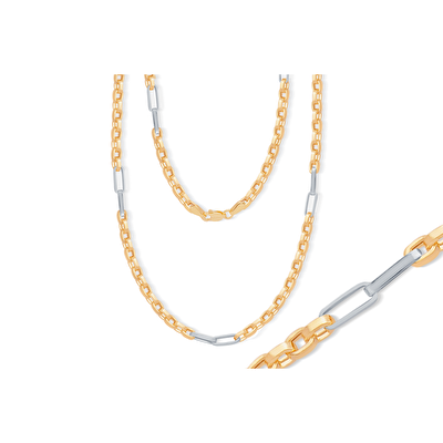 14 Ayar Sarı-Beyaz Altın Trend Zincir