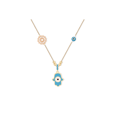 14 Ayar Sarı-Rose Altın Dualı Kolye