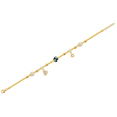 22 Ayar Sarı Altın Charm Bileklik