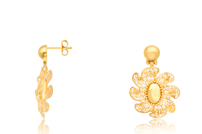 22 Ayar Sarı Altın Taşsız Küpe